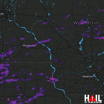 Hail Map Neenah, WI 08-28-2021
