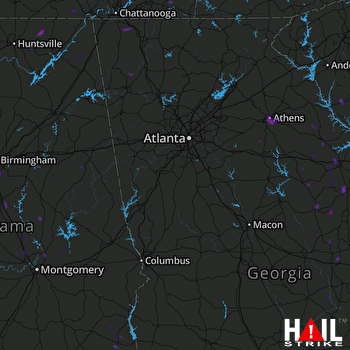 Hail Map Athens, GA 08-23-2019
