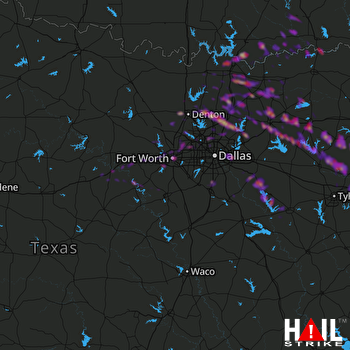 Hail Map Fort Worth, TX 03-25-2019
