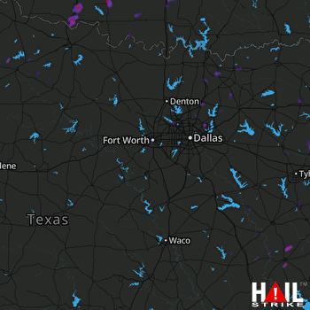 Hail Map Garland, TX 07-08-2017