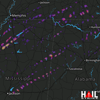 Hail Map Tupelo, MS 03-29-2020