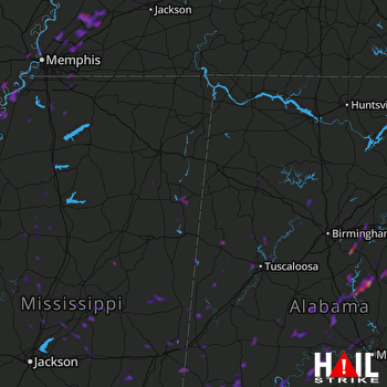 Hail Map Carthage, MS 08-21-2020