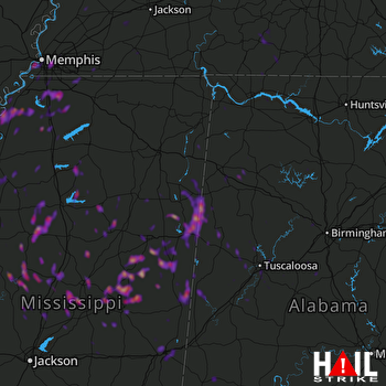 Hail Map Columbus, MS 10-06-2021