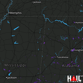 Hail Map Huntsville, AL 07-17-2017