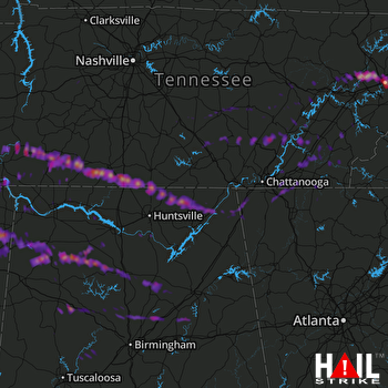 Hail Map Knoxville, TN 04-22-2017