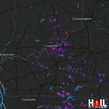 Hail Map Louisville, KY 07-20-2018