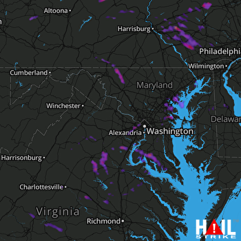 Hail Map Arlington, VA 08-21-2017