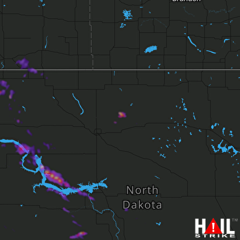 Hail Map New Town, ND 06-15-2019