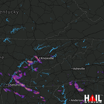 Hail Map Knoxville, TN 03-21-2017