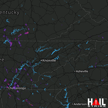 Hail Map Cleveland, TN 06-11-2018