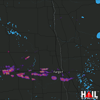 Hail Map Jamestown, ND 08-26-2018