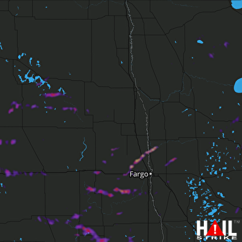 Hail Map Oakes, ND 07-04-2019