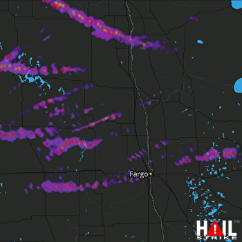Hail Map Devils Lake, ND 06-10-2017