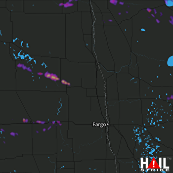 Hail Map Valley City, ND 08-05-2018