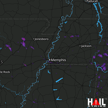 Hail Map Savannah, TN 08-14-2019