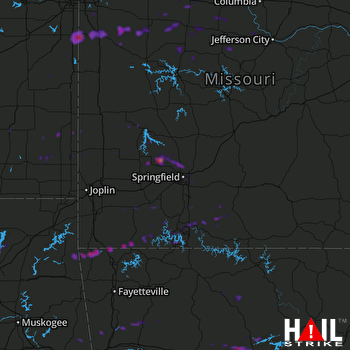 Hail Map Harrisonville, MO 05-09-2021