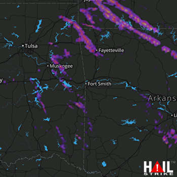 Hail Map Fayetteville, AR 03-10-2017