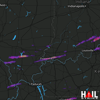 Hail Map Evansville, IN 10-16-2021