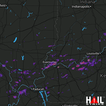 Hail Map Evansville, IN 04-16-2017