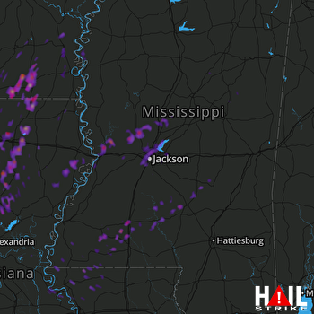 Hail Map Monroe, LA 04-02-2017