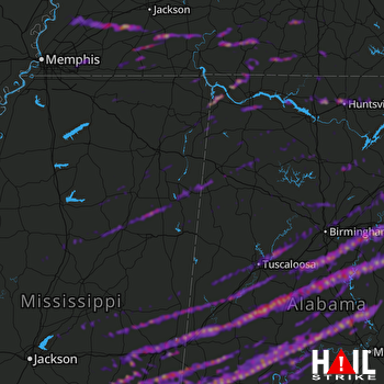Hail Map Huntsville, AL 01-12-2023