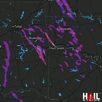 Hail Map Fayetteville, AR 05-16-2022