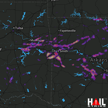 Hail Map Benton, AR 10-16-2022